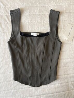 FRANKIE SHOP Square-Neck Black Tank with Tailored Seams